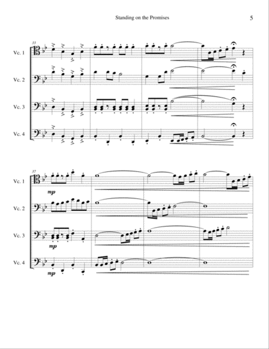 Standing on the Promises - Cello Quartet String Quartet scores gallery preview page 6