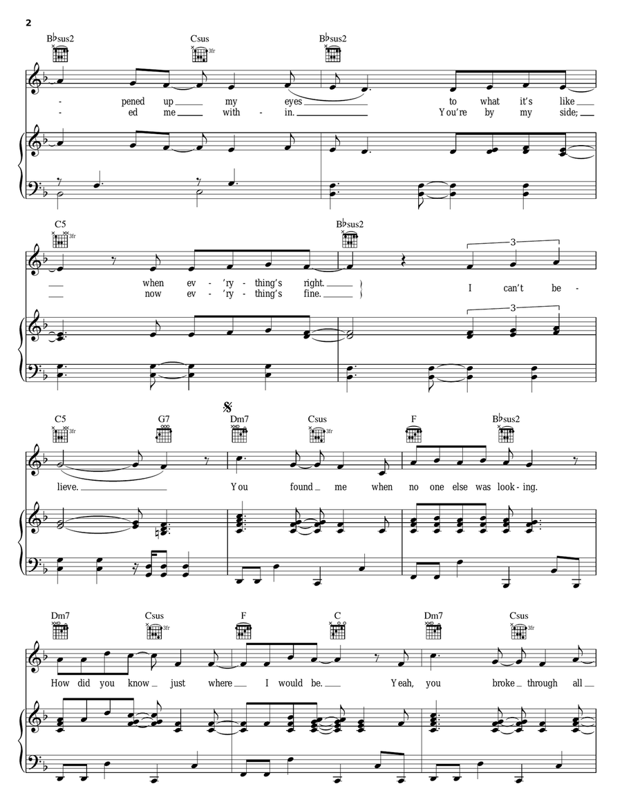 You Found Me Piano, Vocal, Guitar scores gallery preview page 2