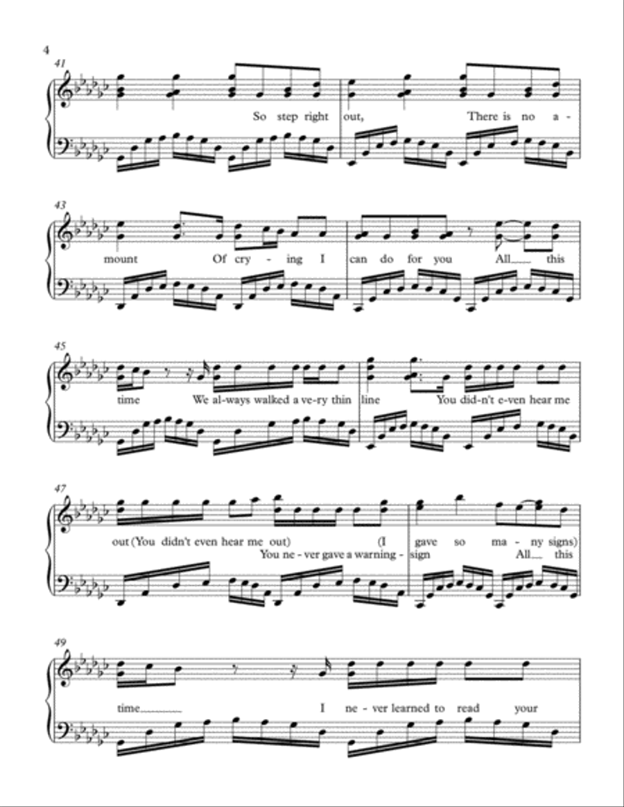 Exile Piano Solo scores gallery preview page 4