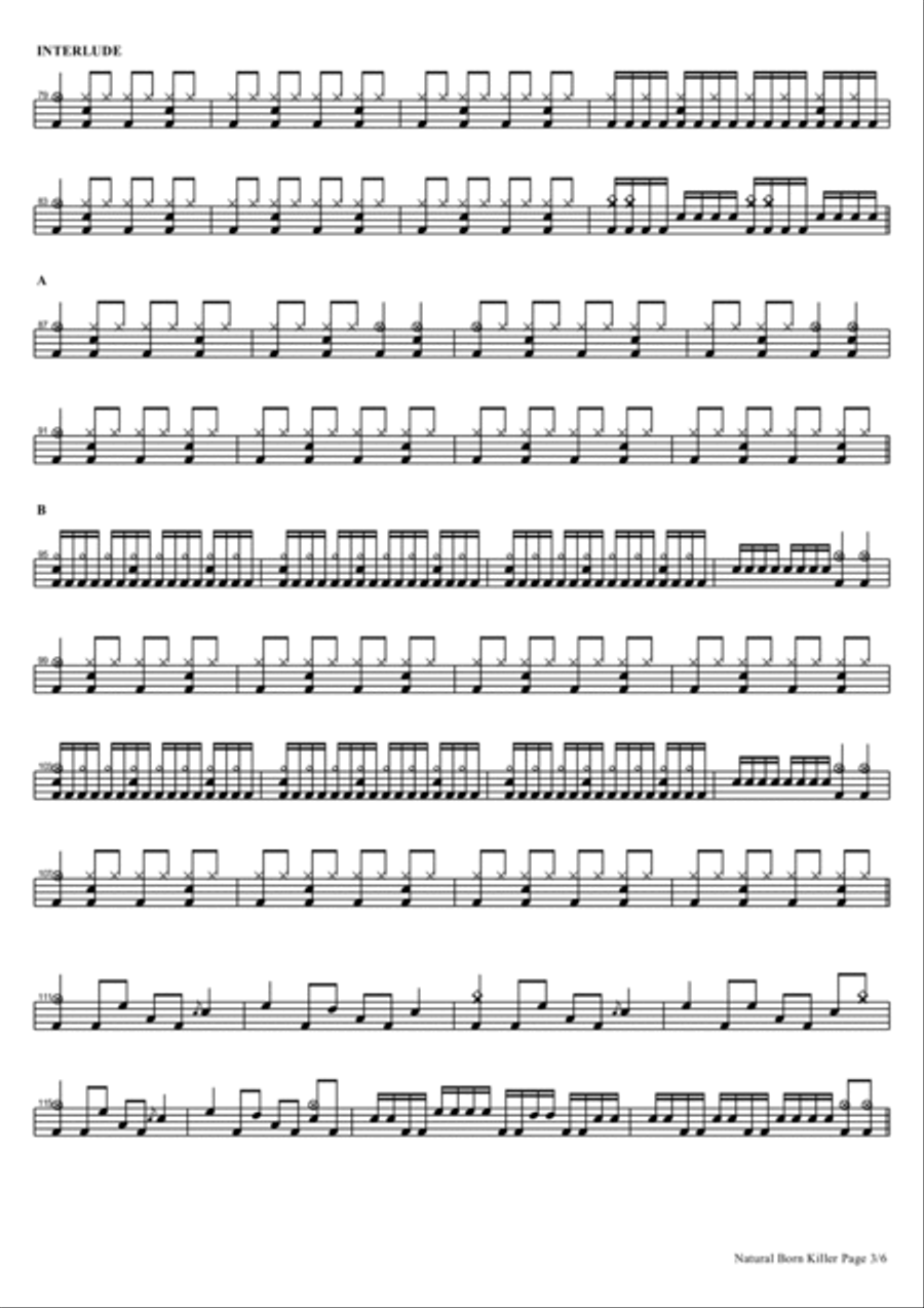 Natural Born Killer Natural Born Killer Drum Set scores gallery preview page 3