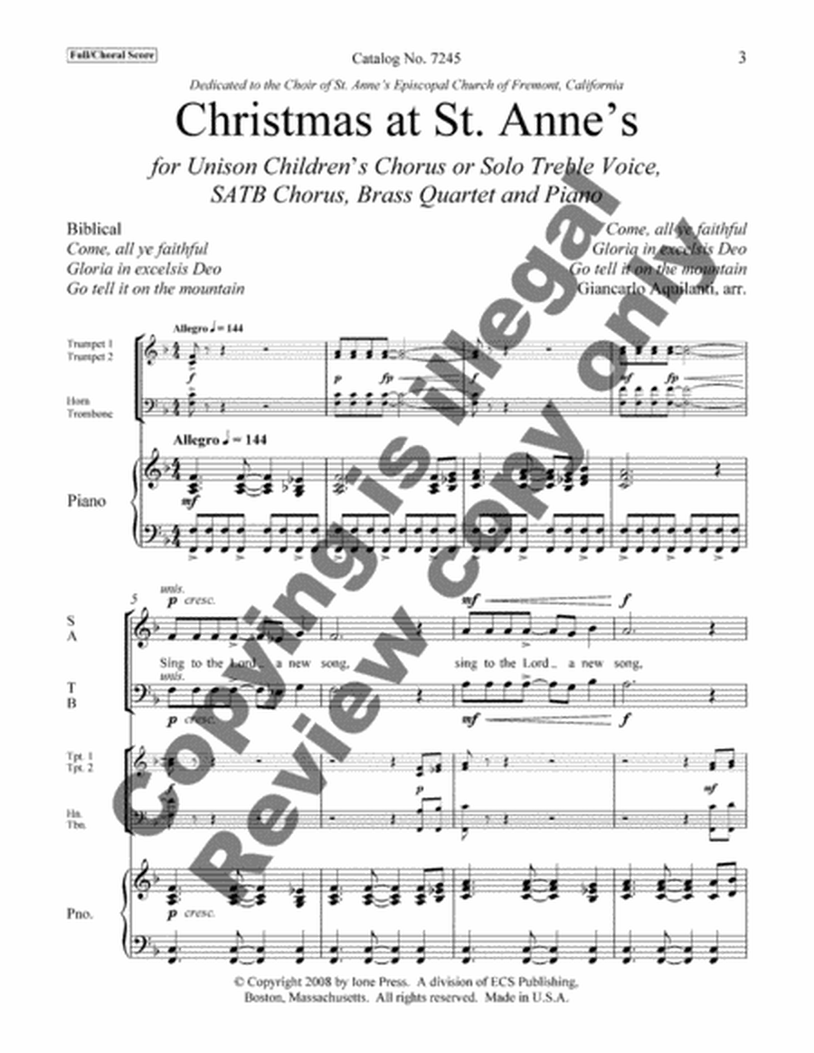 Christmas at St. Anne's (Full/choral score)