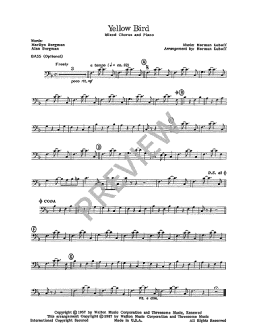Yellow Bird (SATB - Instrumental Part) 4-Part scores gallery preview page 4
