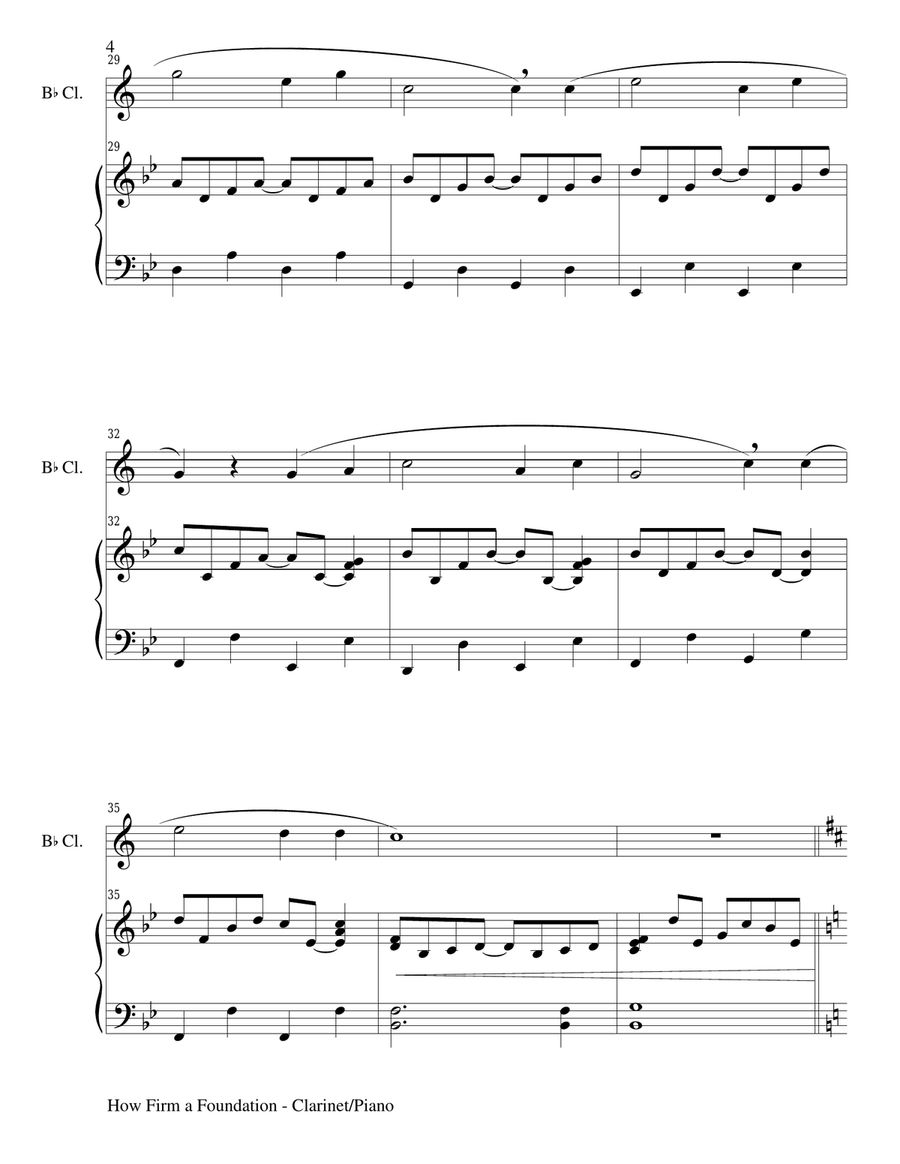 HOW FIRM A FOUNDATION (Bb Clarinet/Piano and Clar Part) B-Flat Clarinet scores gallery preview page 4