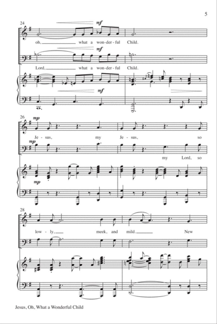 Jesus, Oh, What a Wonderful Child 2-Part scores gallery preview page 6