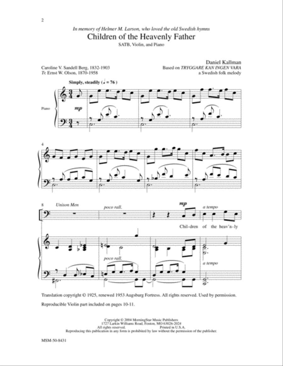 Children of the Heavenly Father 4-Part scores gallery preview page 2