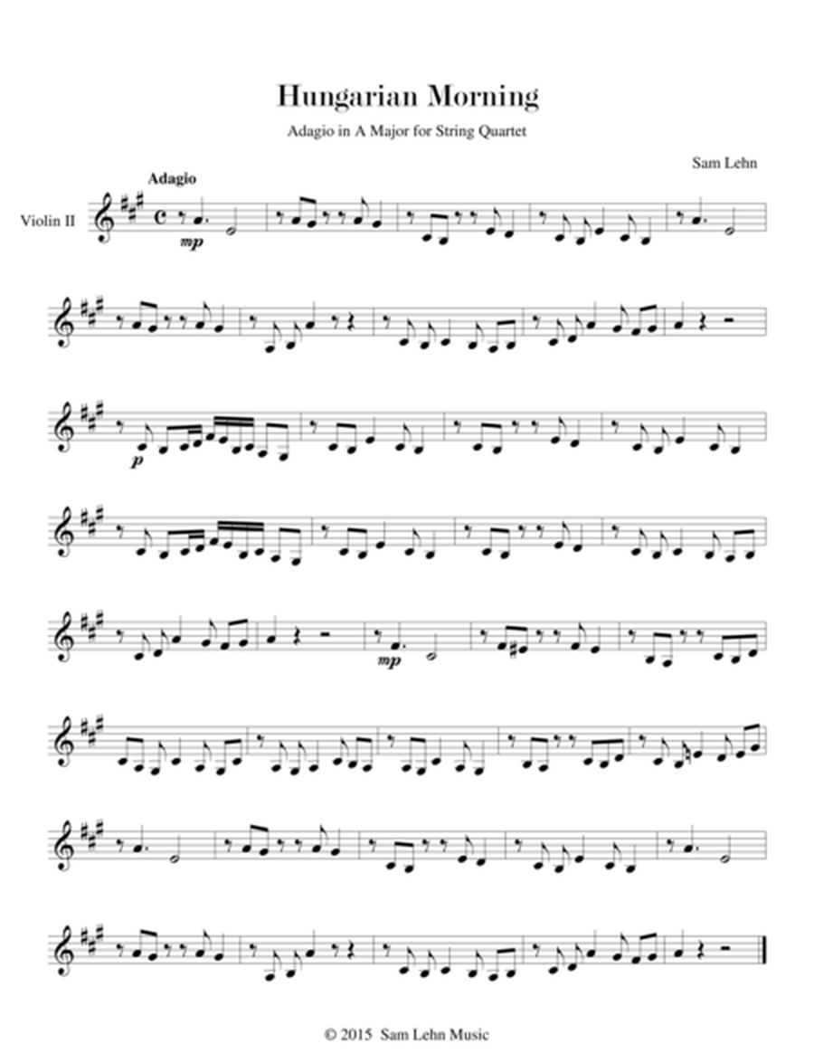 Hungarian Morning - Violin II part (Adagio in A Major for String Quartet)