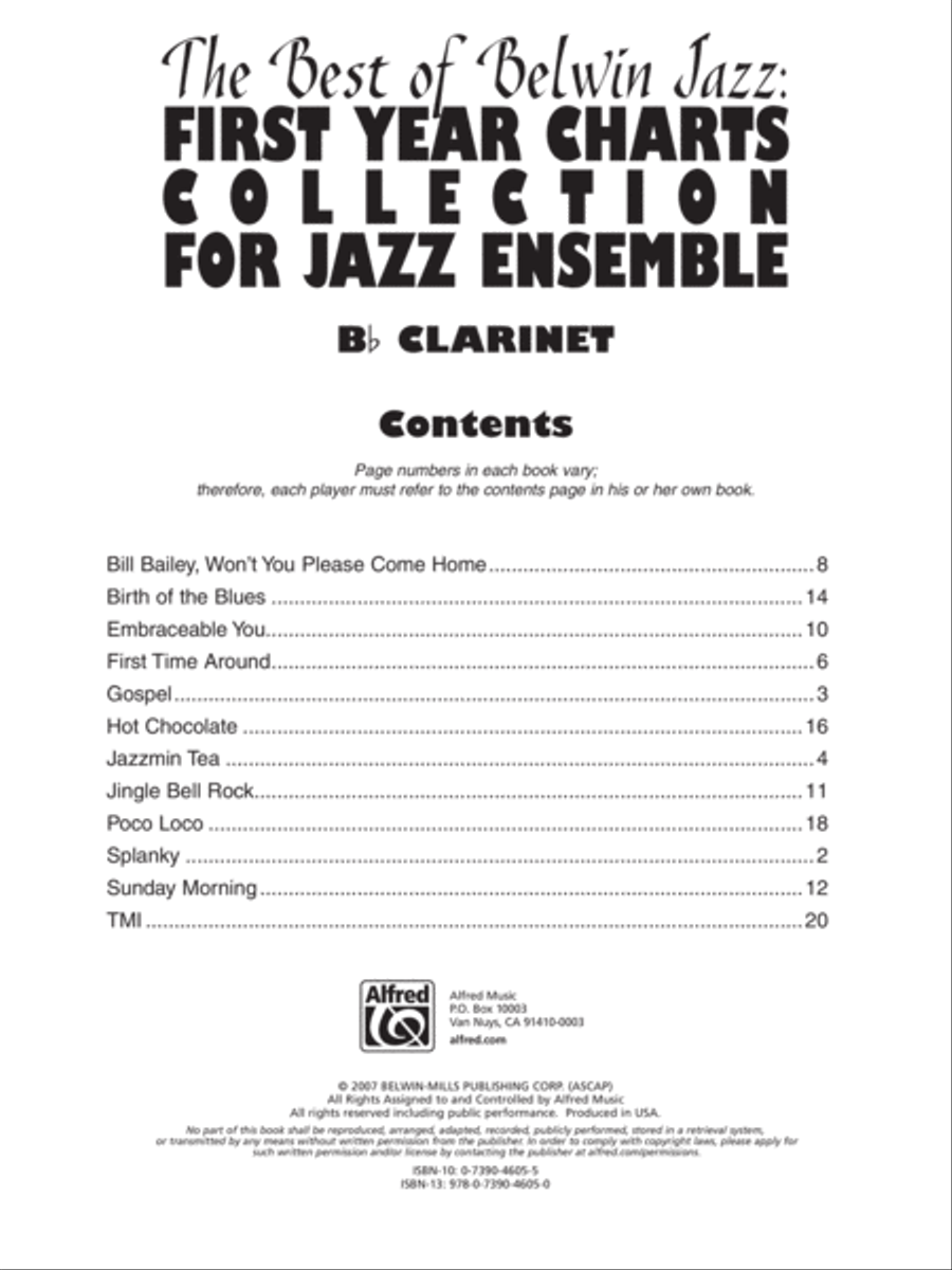 First Year Charts Collection for Jazz Ensemble