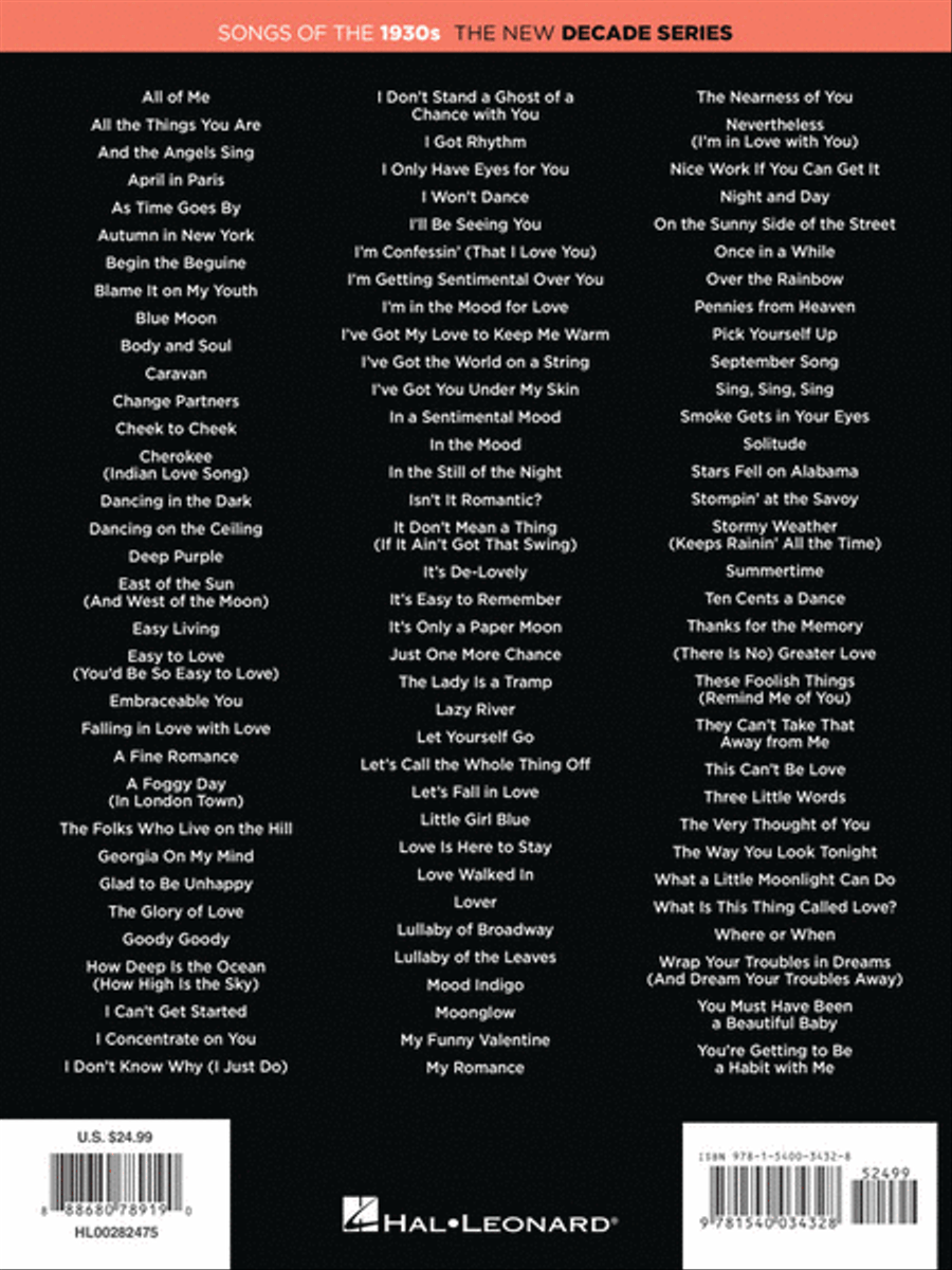 Songs of the 1930s Easy Piano scores gallery preview page 7