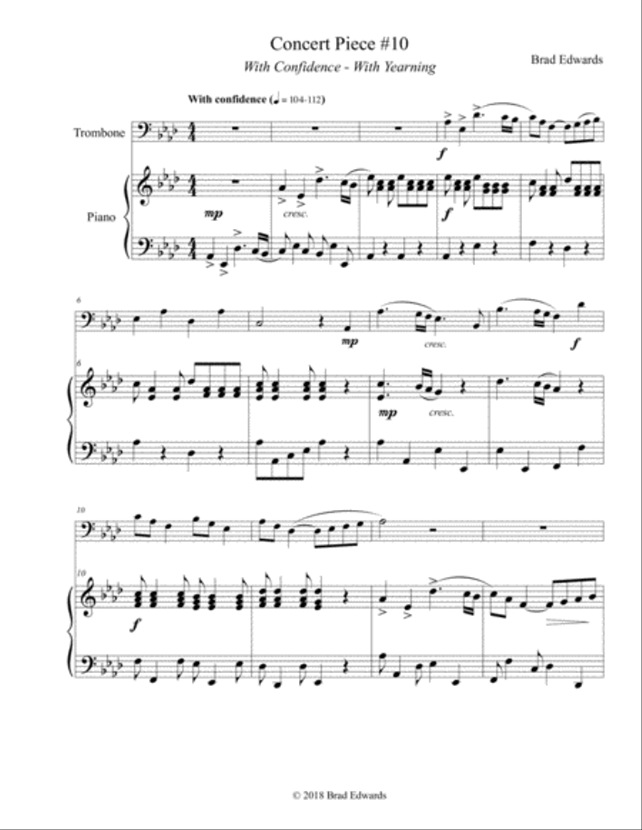 Concert Piece #10: Concert Piece #10 With Confidence – With Yearning Trombone Solo scores gallery preview page 4