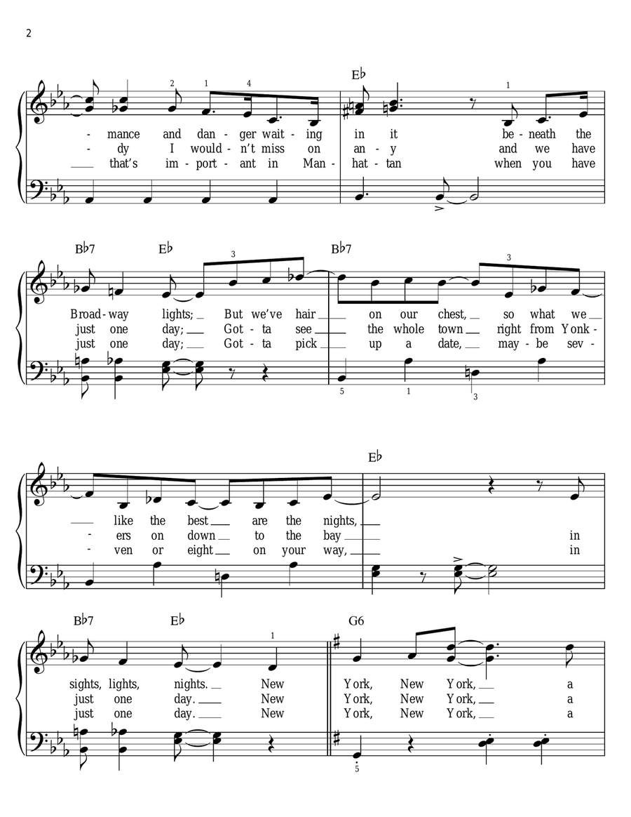 New York, New York (from On The Town) Easy Piano scores gallery preview page 2