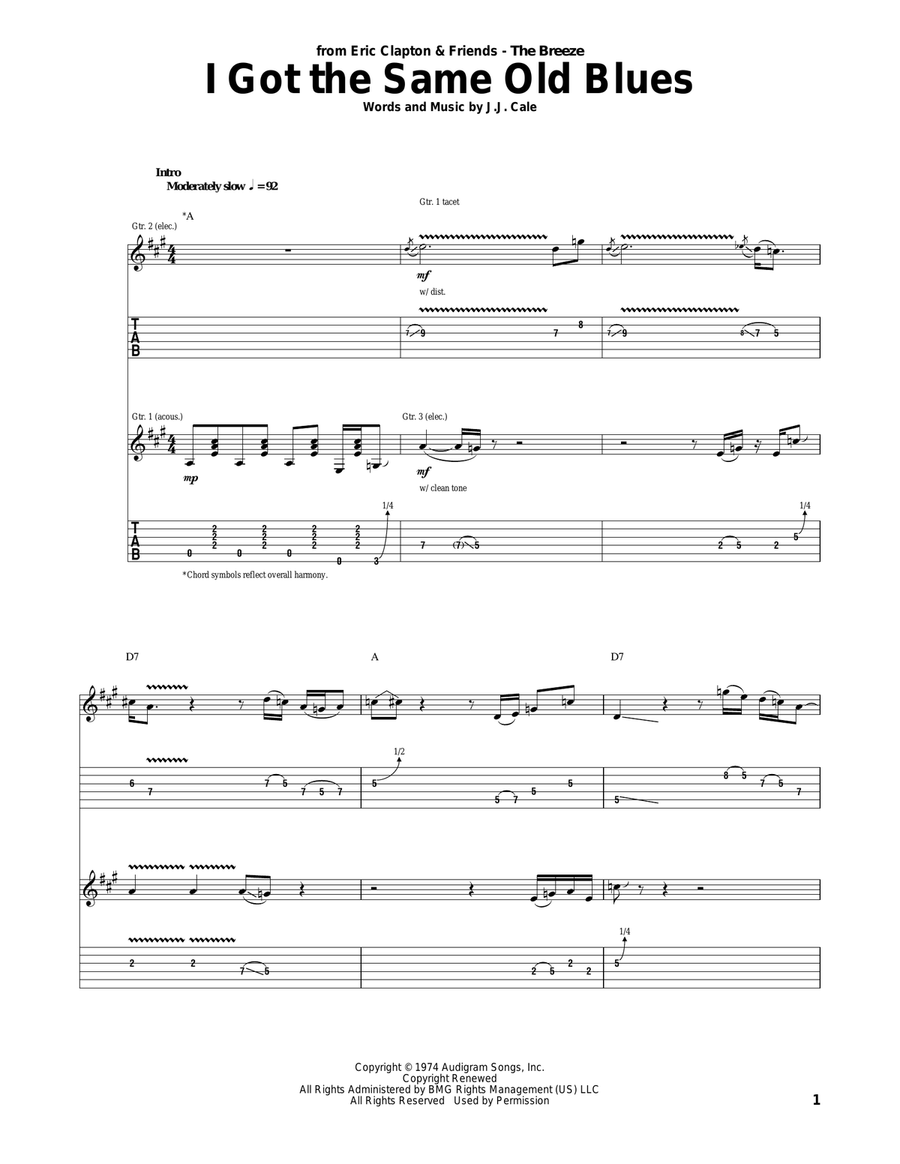 I Got The Same Old Blues Acoustic Guitar scores gallery preview page 1