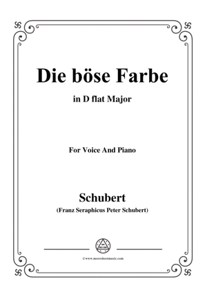 Book cover for Schubert-Die böse Farbe,from 'Die Schöne Müllerin',Op.25 No.17,in D flat Major,for Voice&Piano