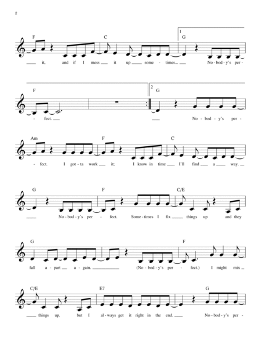 Nobody's Perfect Piano scores gallery preview page 2
