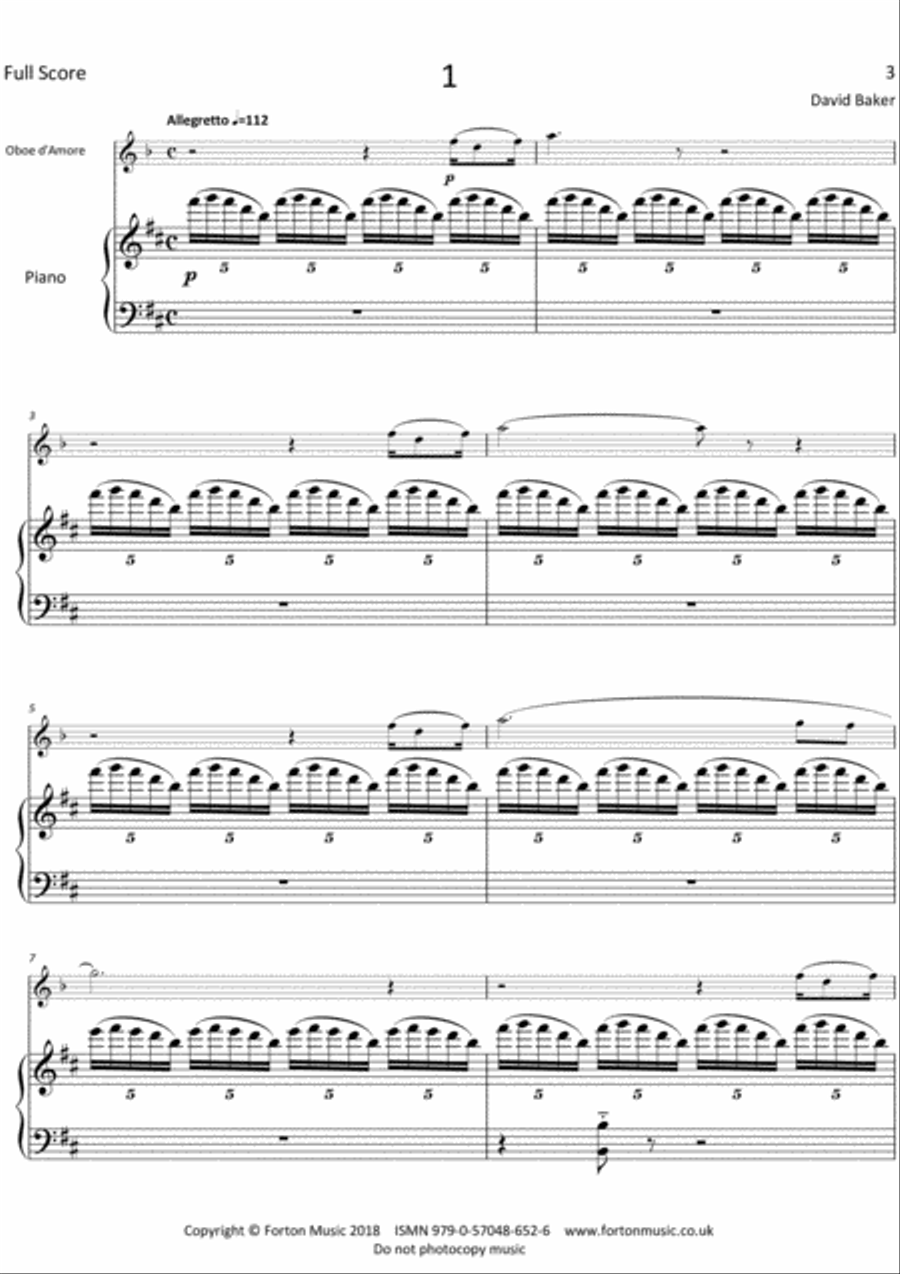 Sonata for Oboe d'Amore and Piano Piano Accompaniment scores gallery preview page 3