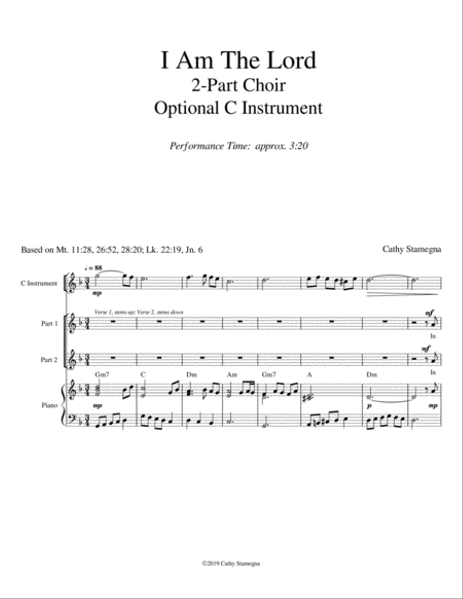 I Am the Lord (2-Part Choir, Chords, Optional C Instrument, Accompanied) 2-Part scores gallery preview page 3