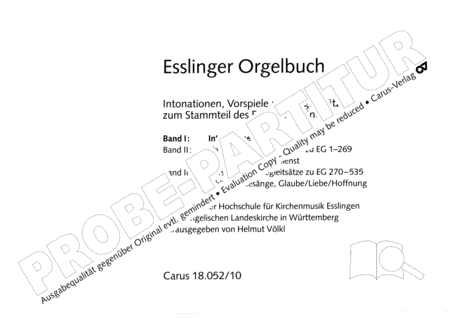 Esslinger Orgelbuch, Bd I-III