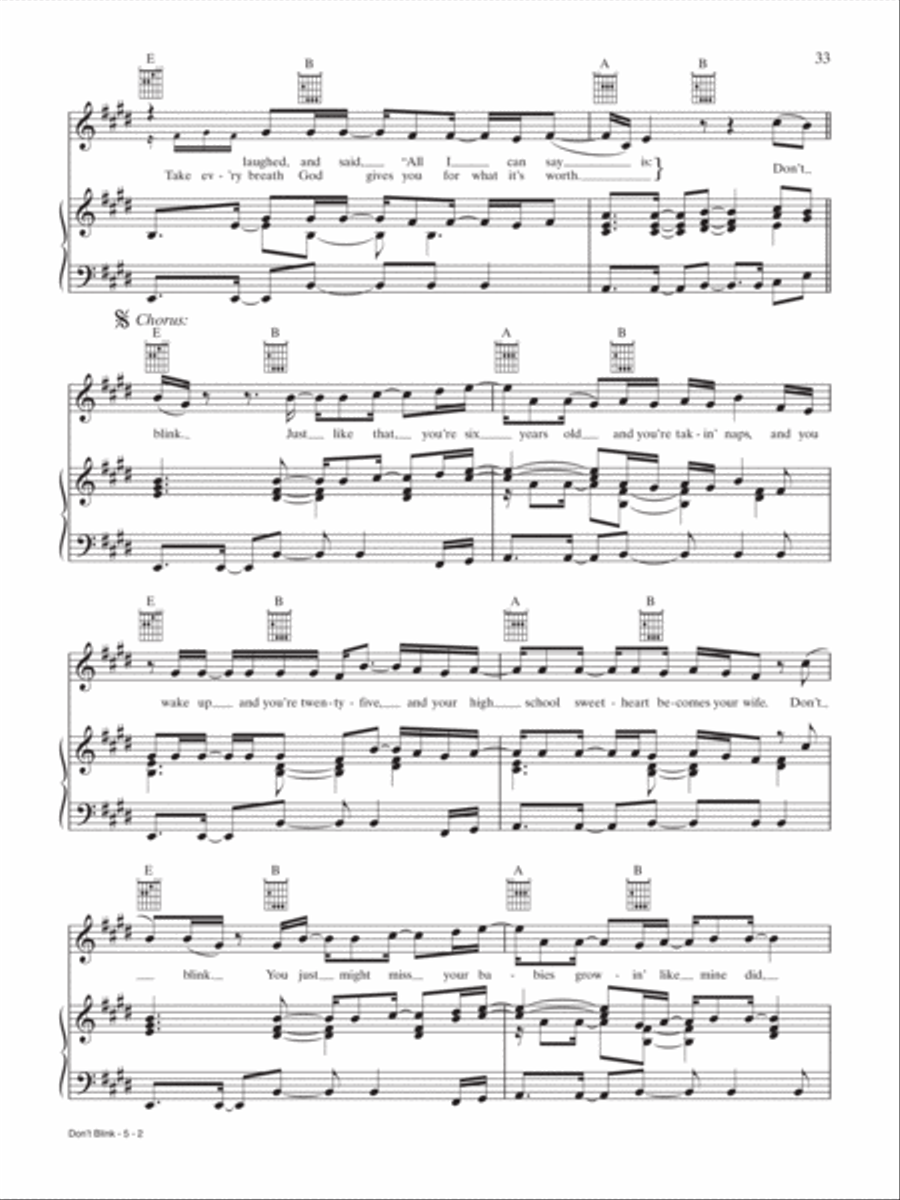 Don't Blink Piano, Vocal, Guitar scores gallery preview page 2