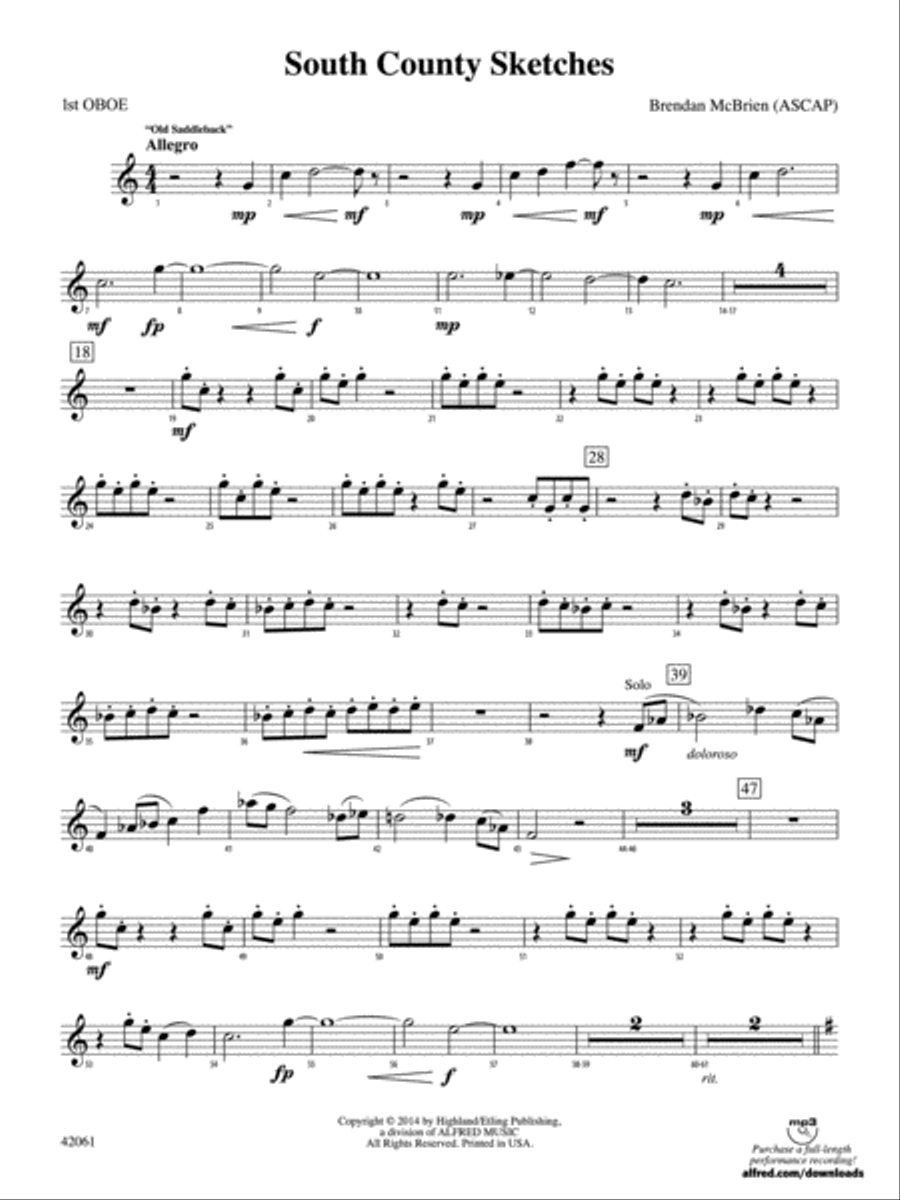 South County Sketches: Oboe Full Orchestra scores gallery preview page 1