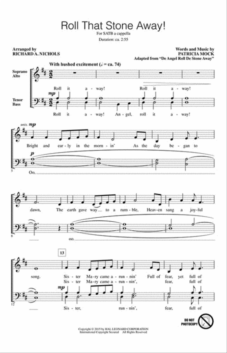 Roll That Stone Away! 4-Part scores gallery preview page 2