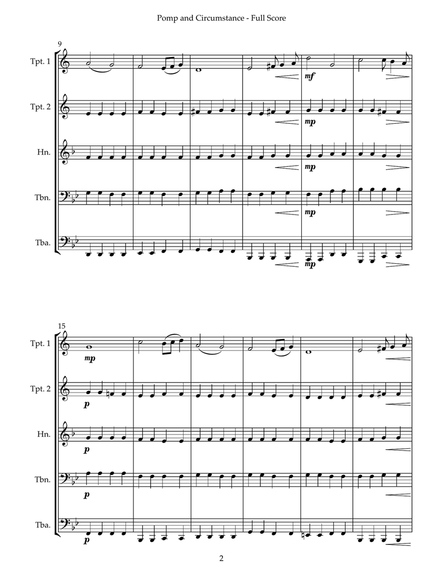 Pomp and Circumstance (for brass quintet) Brass Quintet scores gallery preview page 6