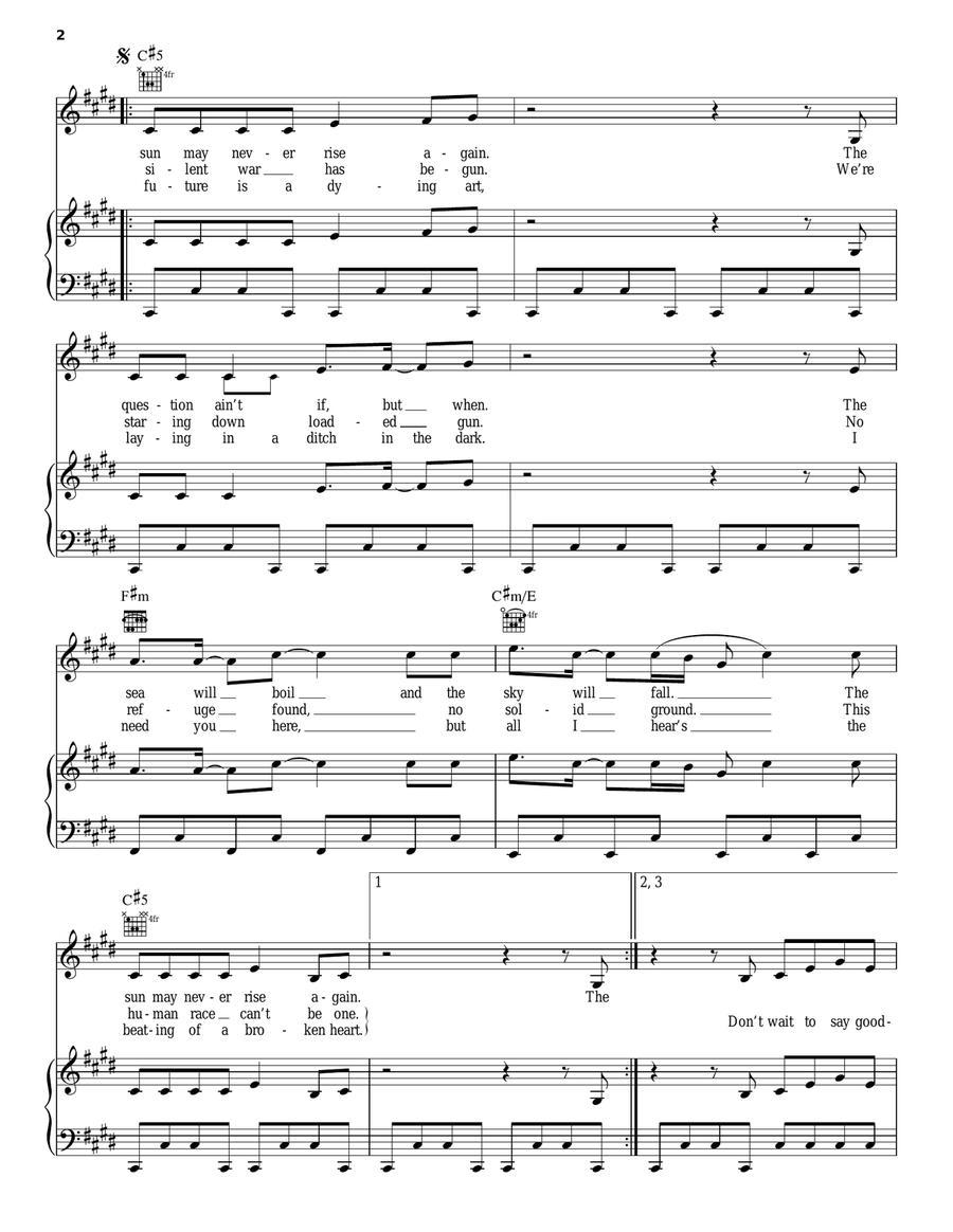 Ticking Bomb Piano, Vocal, Guitar scores gallery preview page 2