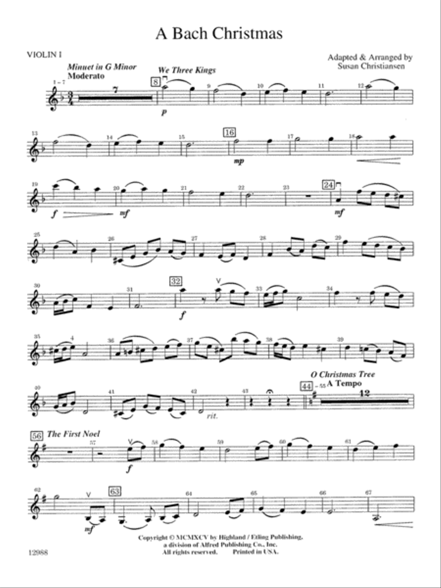 A Bach Christmas: 1st Violin Full Orchestra scores gallery preview page 1