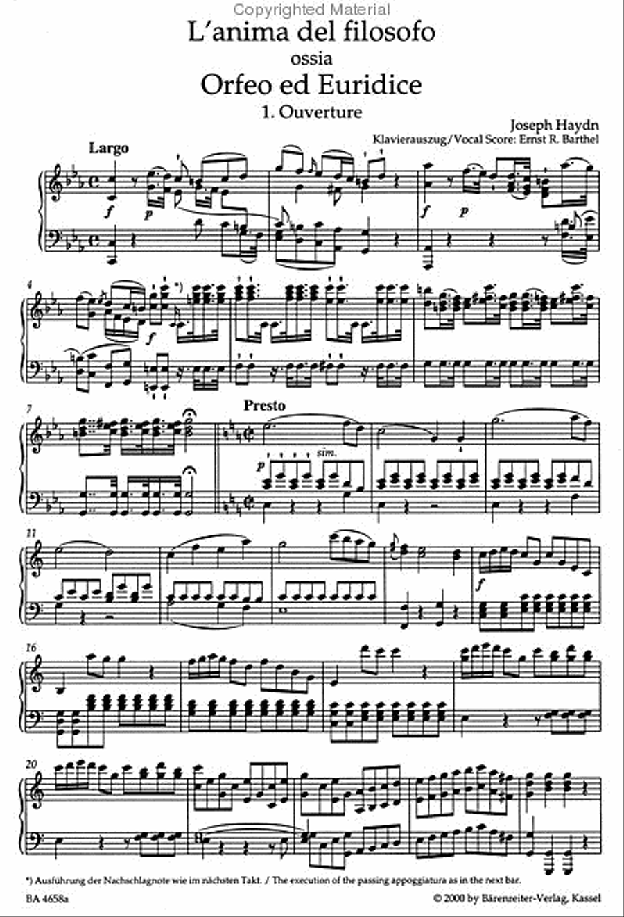 Lanima del filosofo ossia Orfeo ed Euridice (Die Seele des Philosophen oder Orpheus und Eurydike) Hob.XXVIII:13 4-Part scores gallery preview page 2
