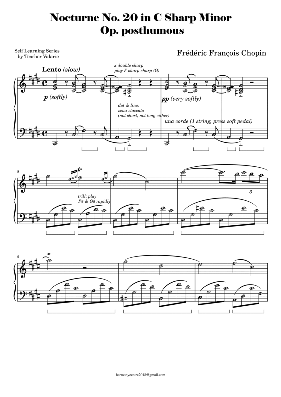 Nocturne in C Sharp Minor Op. 20 Op. Posthumous - Frederic Chopin Piano Solo scores gallery preview page 1