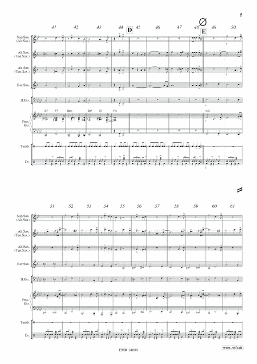 King's Blues March Saxophone Quartet scores gallery preview page 6