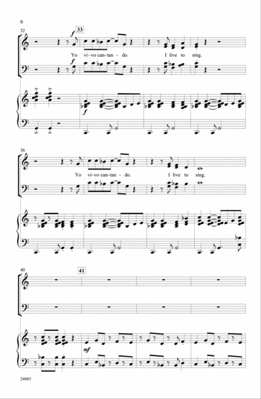 Yo Vivo Cantando (I Live to Sing) 4-Part scores gallery preview page 5
