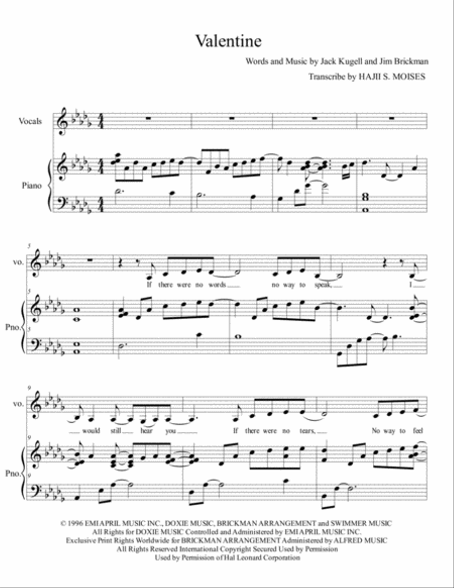 Valentine Valentine Voice scores gallery preview page 1