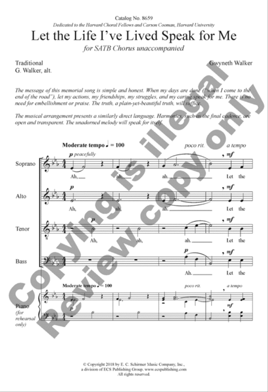 Let the Life I've Lived Speak for Me 4-Part scores gallery preview page 2