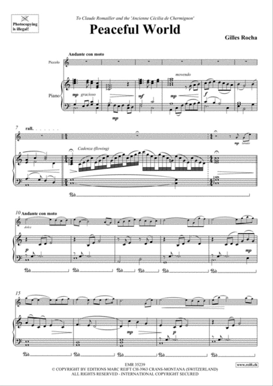 Peaceful World Piccolo scores gallery preview page 4
