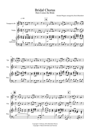 Bridal Chorus "Here Comes The Bride" for Trumpet and Violin Duet