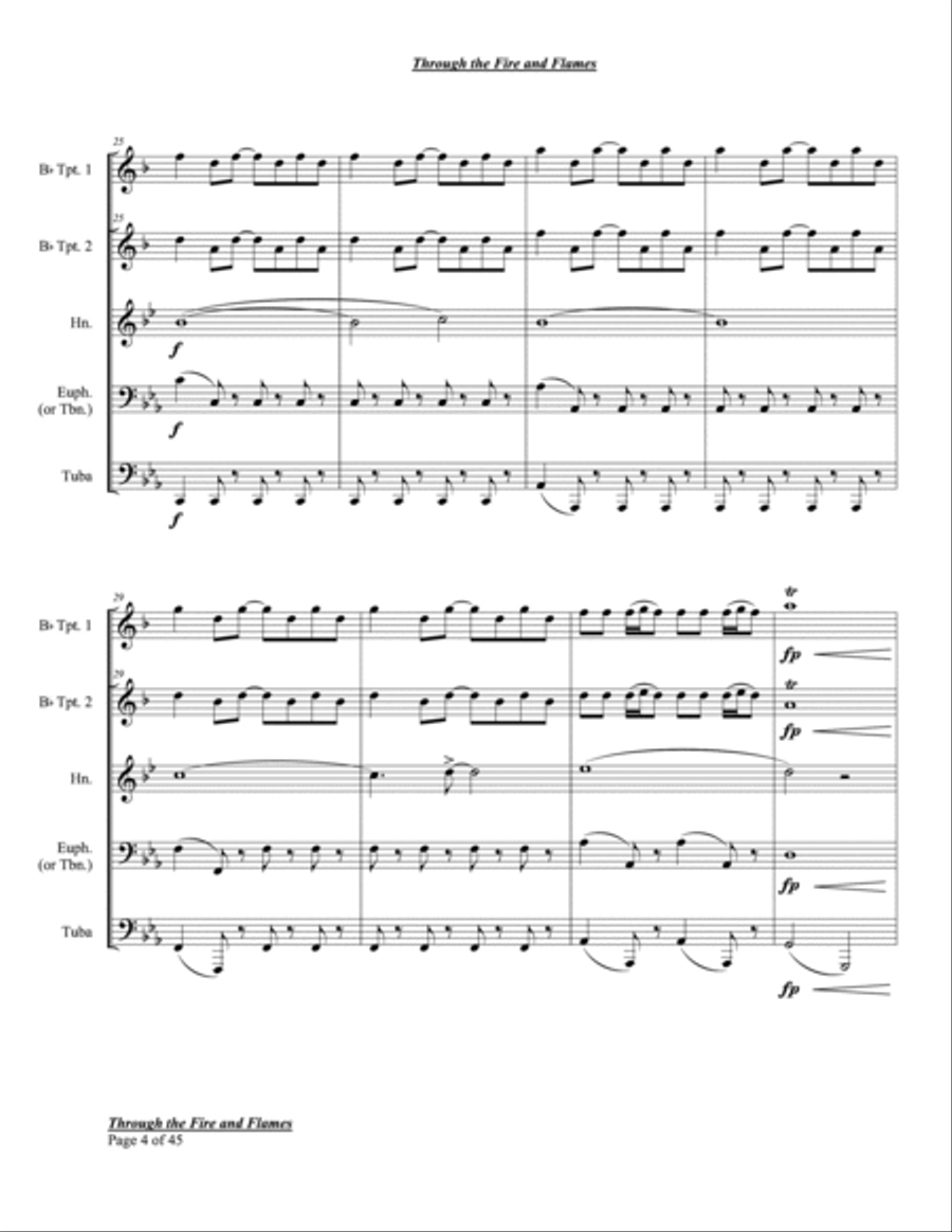 Through The Fire And Flames Euphonium scores gallery preview page 6