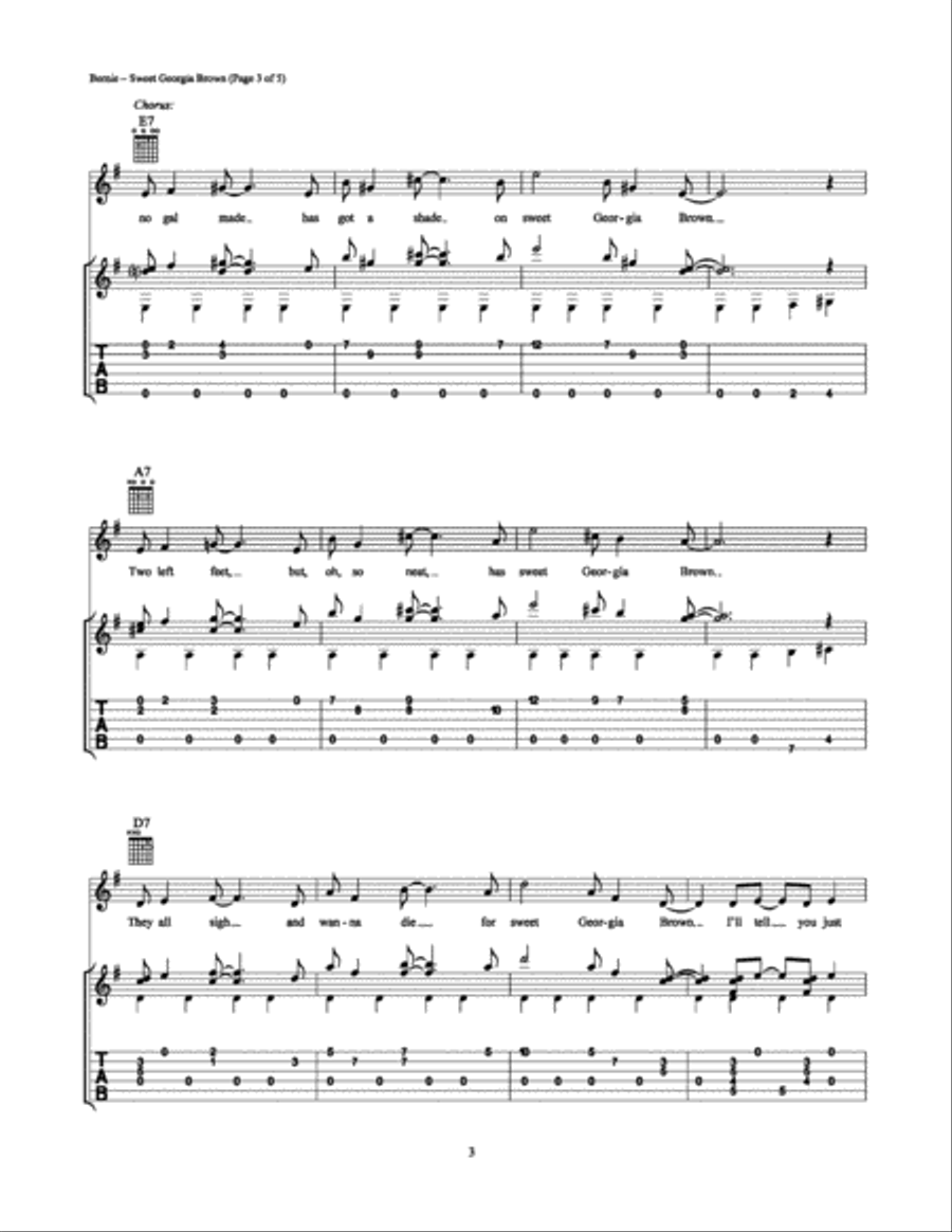 Sweet Georgia Brown Guitar Tablature scores gallery preview page 3