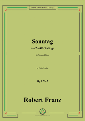Book cover for Franz-Sonntag,in E flat Major,Op.1 No.7,from Zwolf Gesange