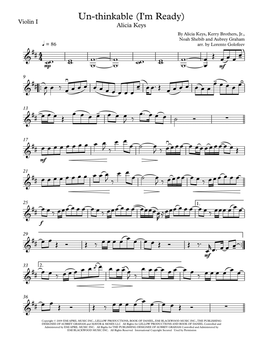 Un-thinkable (i'm Ready) String Quartet scores gallery preview page 1
