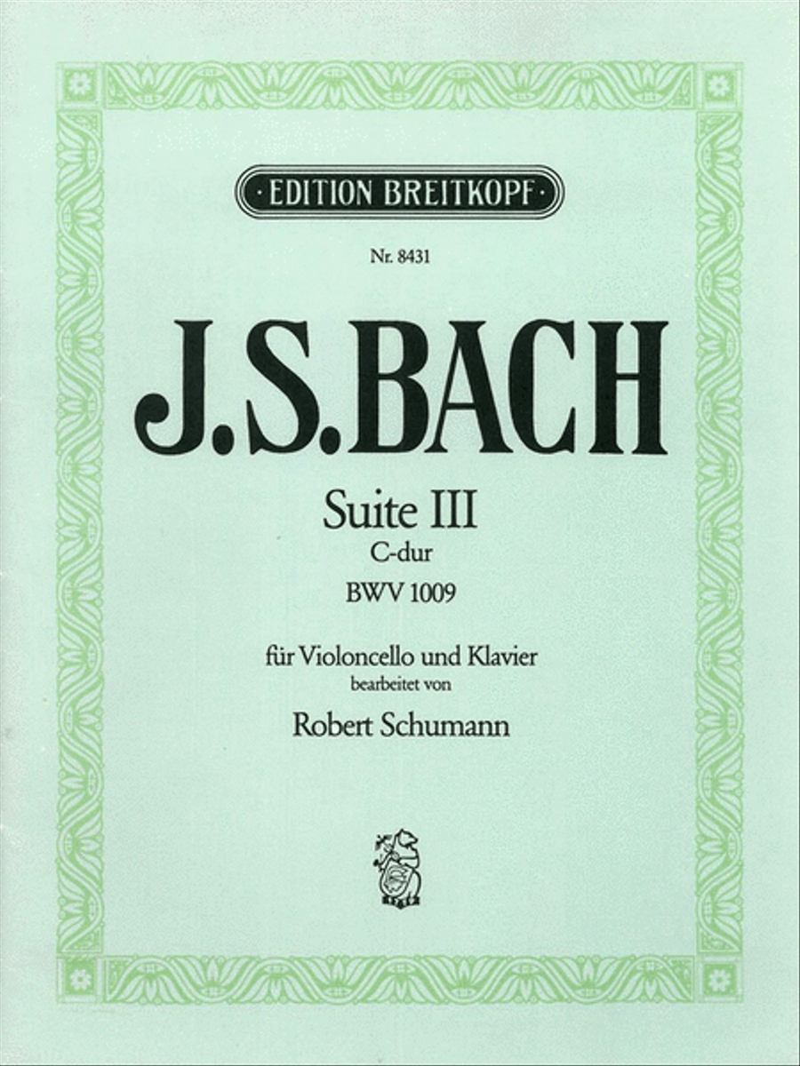 Suite III in C major BWV 1009 for violoncello solo Piano Accompaniment scores gallery preview page 1