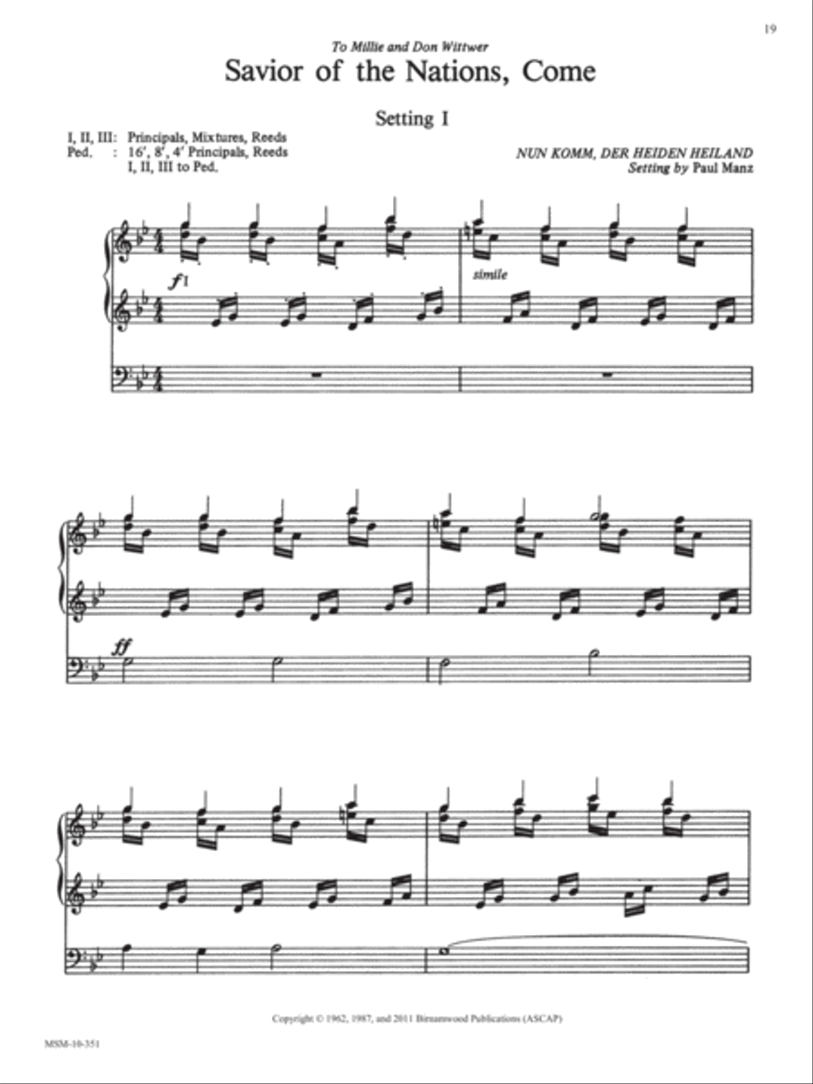 Savior of the Nations, Come (Setting I) Organ scores gallery preview page 1