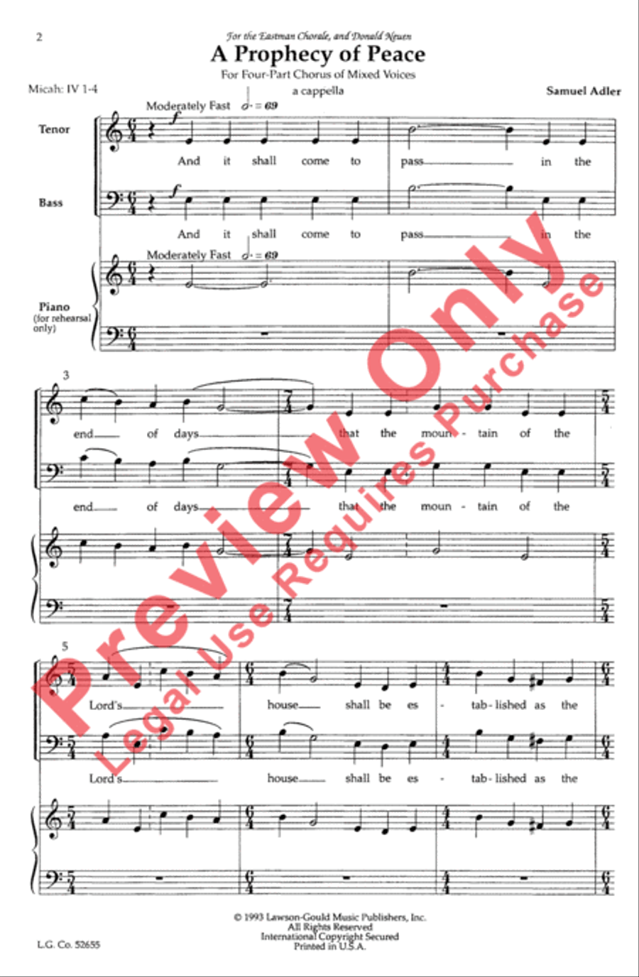 A Prophecy of Peace A Prophecy of Peace 4-Part scores gallery preview page 2