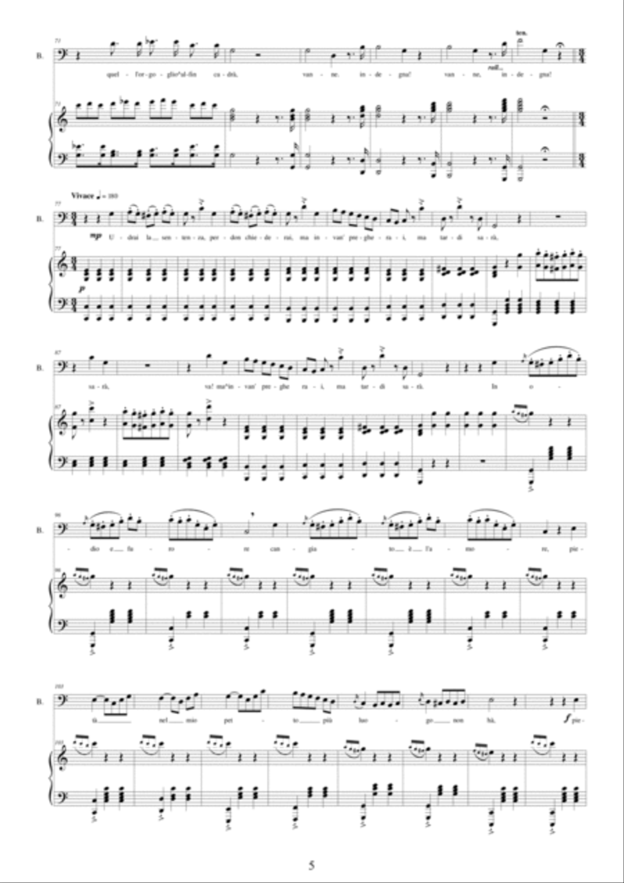 Rossini-La gazza ladra (Act 2s11) Sì per voi, pupille amate - Bass voice and piano Bass Voice scores gallery preview page 5