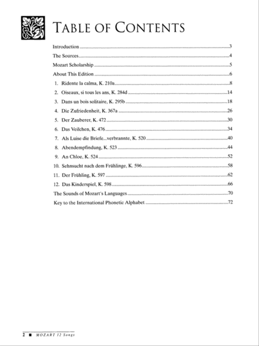 Mozart -- 12 Songs Mozart -- 12 Songs Voice scores gallery preview page 2