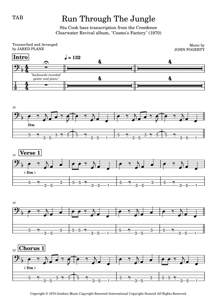 Run Through The Jungle Guitar Tablature scores gallery preview page 1