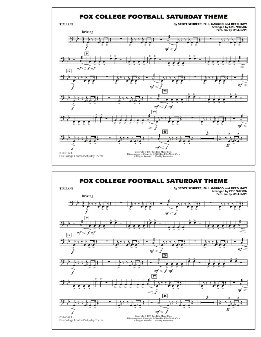 Fox College Football Saturday Theme - Timpani Marching Band scores gallery preview page 1
