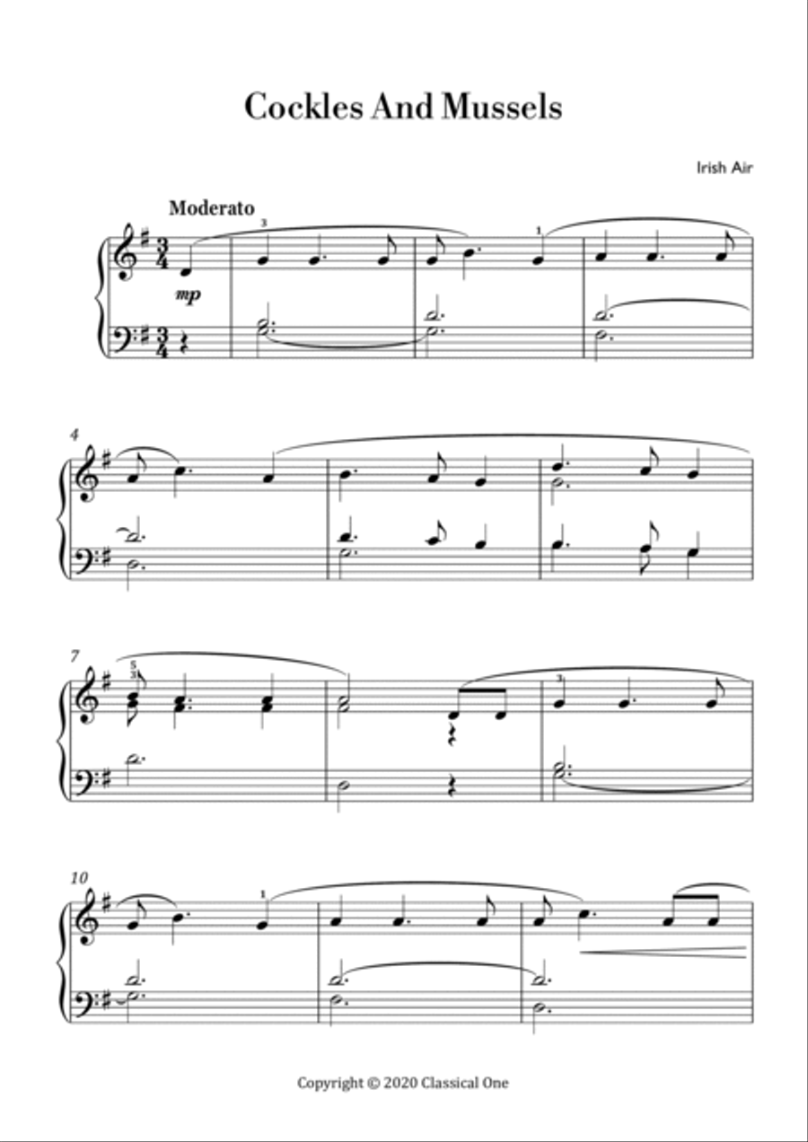 Irish Air - Cockles and Mussels(Easy piano version) Easy Piano scores gallery preview page 2