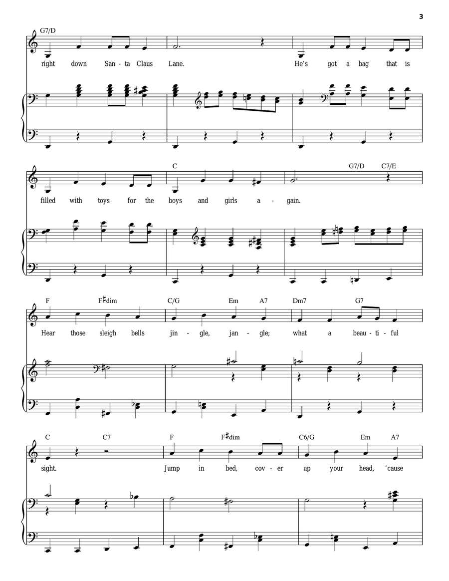 Here Comes Santa Claus (Right Down Santa Claus Lane) Piano, Vocal scores gallery preview page 3