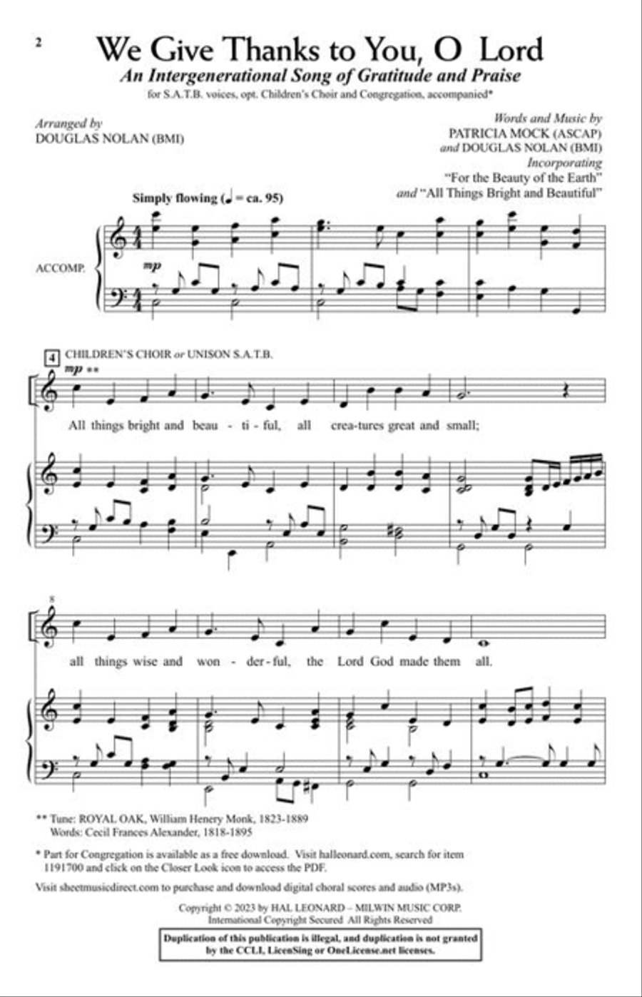 We Give Thanks to You, O Lord 4-Part scores gallery preview page 3