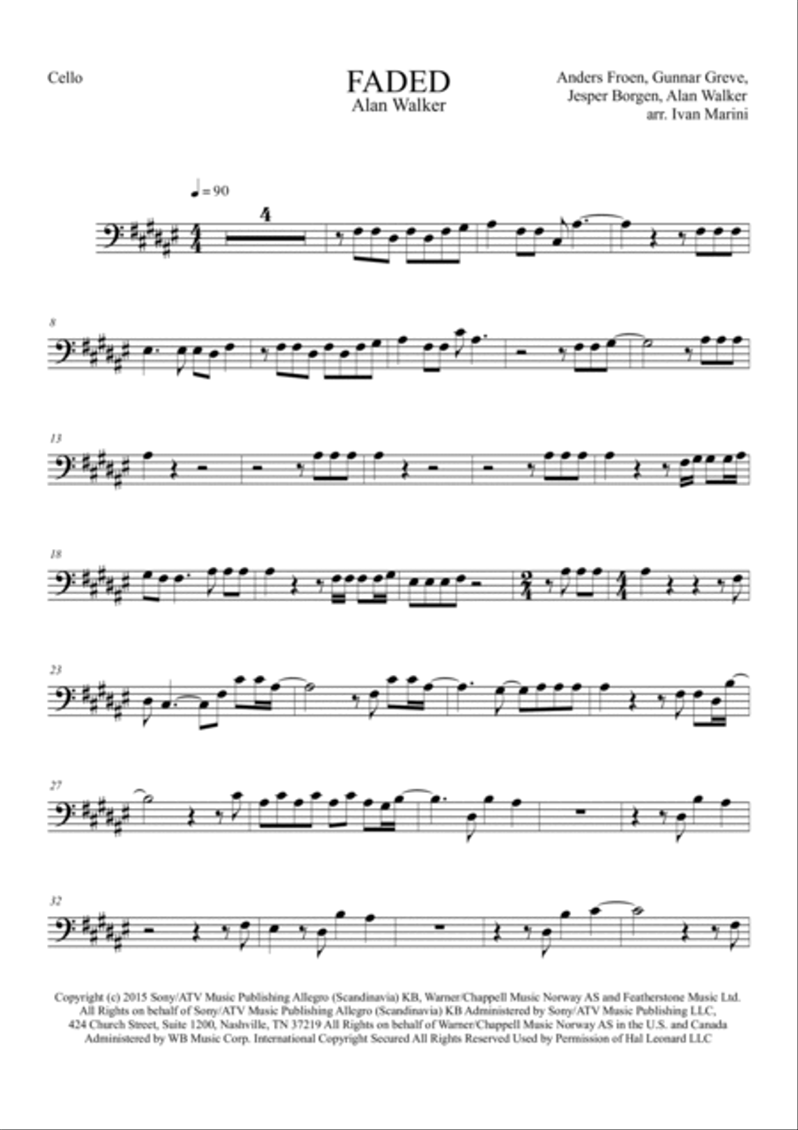 Faded Cello Solo scores gallery preview page 2