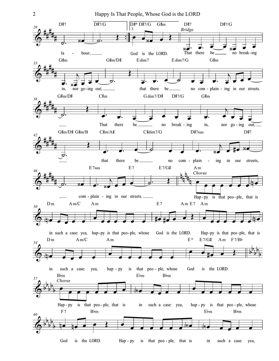 Happy Is That People (based on Psalm 144:12-15)--Alto solo or unison with piano chords Unison Choir scores gallery preview page 2